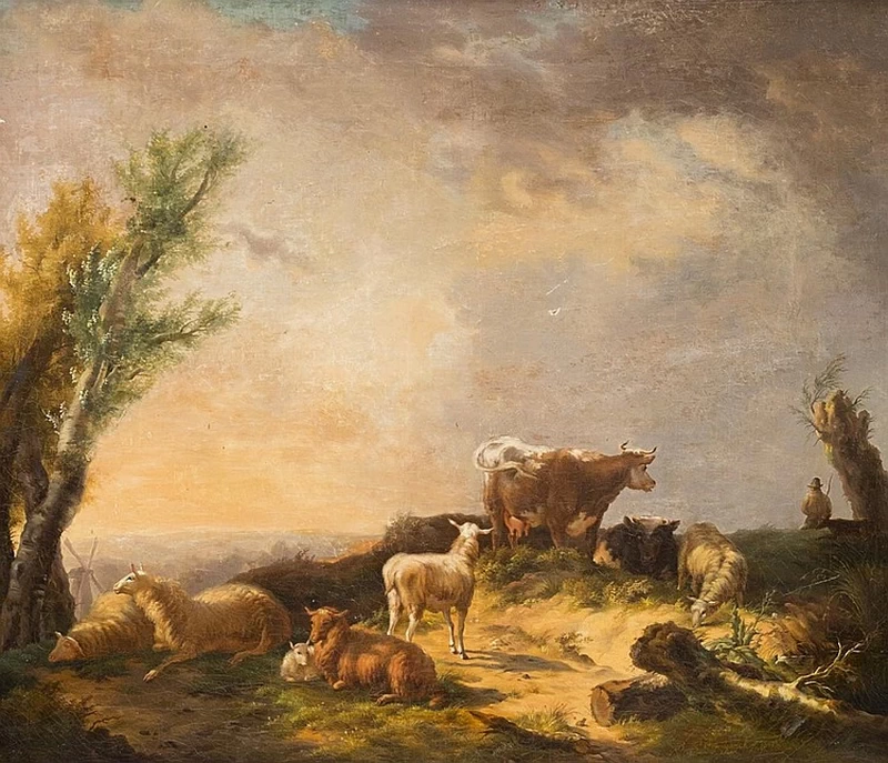 Balthasar Ommeganck - Paesaggio con mucche e pecore